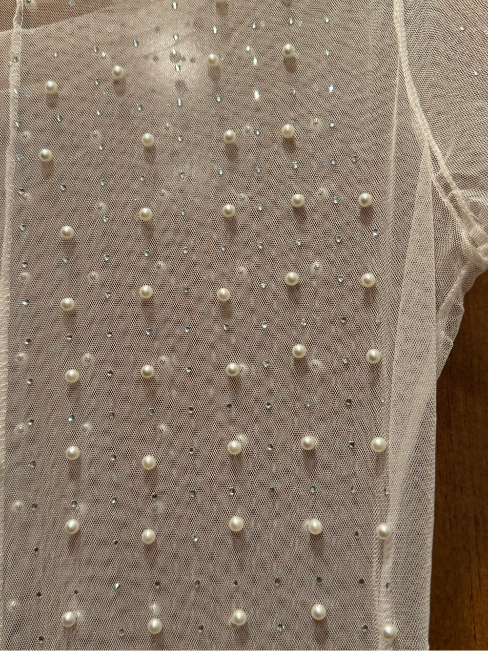 Sheer bridal pearl long sleeve swim cover up - Picture 4 of 4